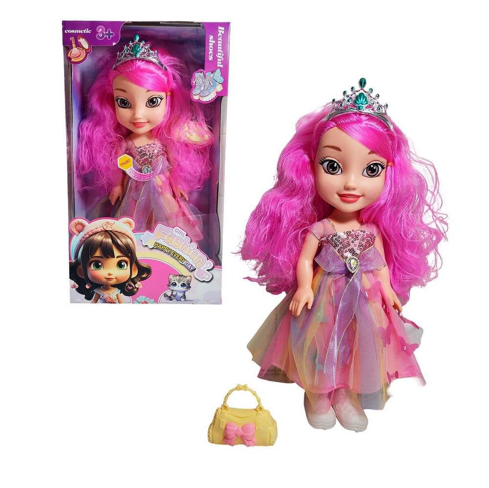 Muñeca Reina Con Corona Y Vestido + Bols