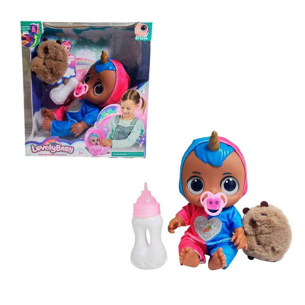 Muñeca Ojos Expresivos Con Tetero + Pelu