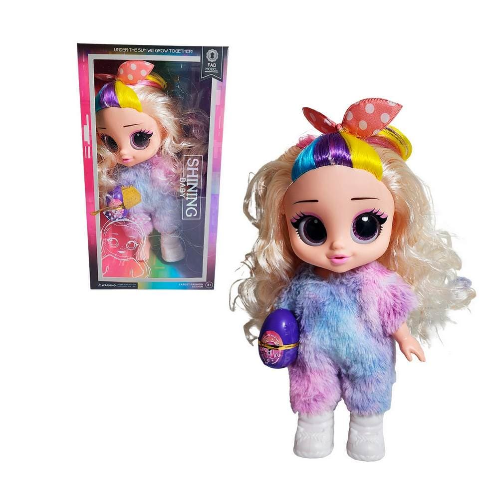 Muñeca Ojos Expresivos Vestido De Peluch