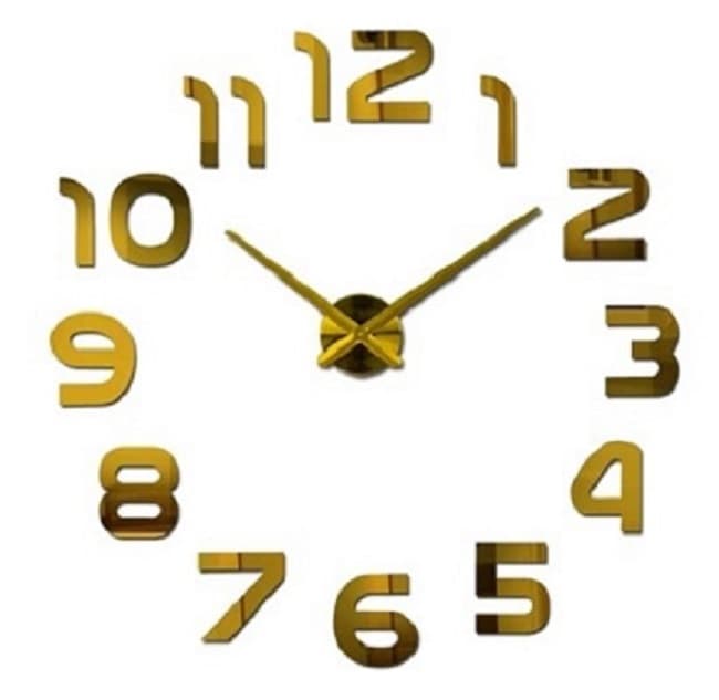 Reloj de pared 3d mediano color dorado
