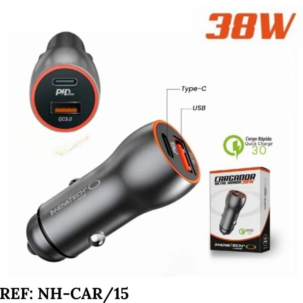 Cargador Carro Cigarrera 38w Carga Rapid
