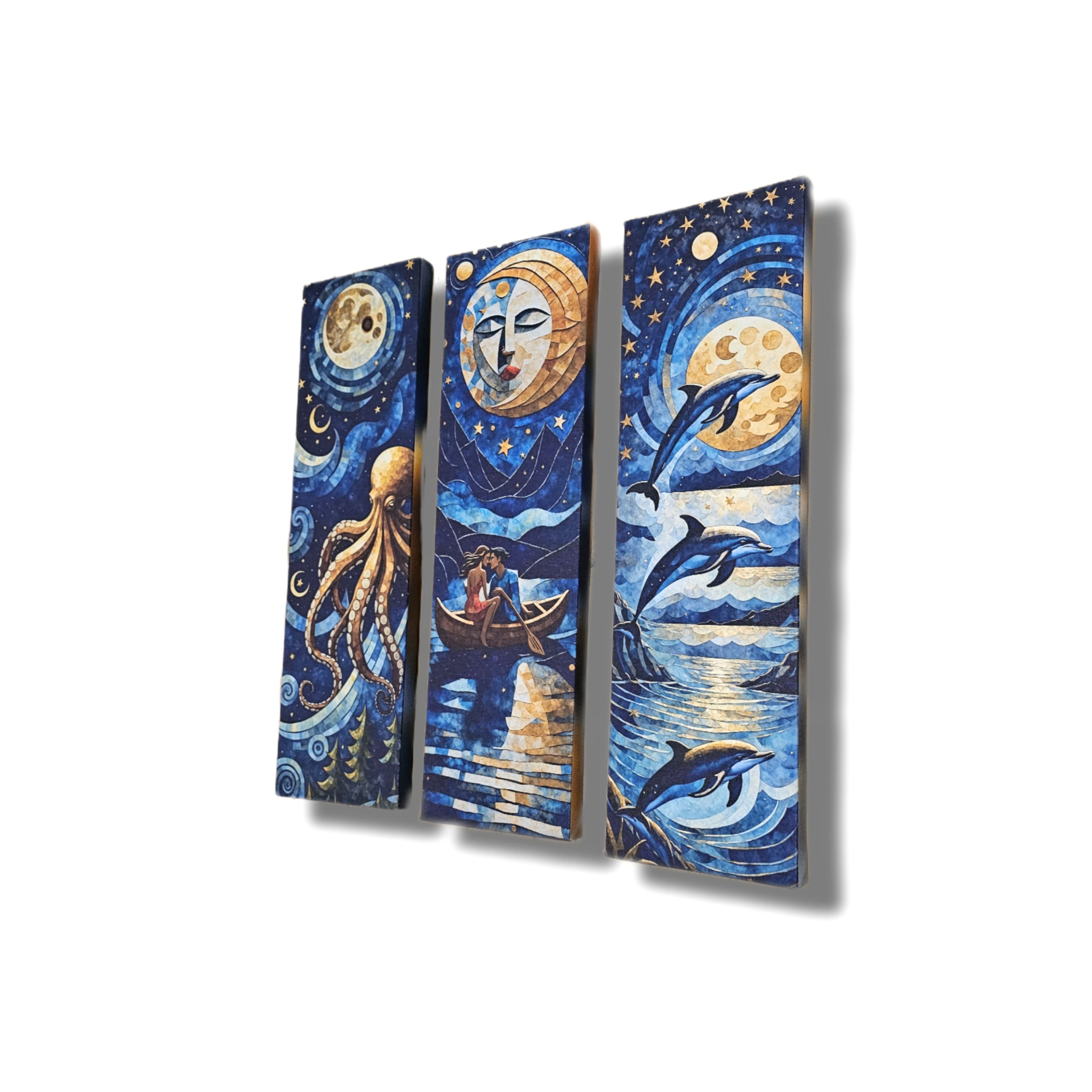 Lienzos Tríptico Arte Noches De La Luna