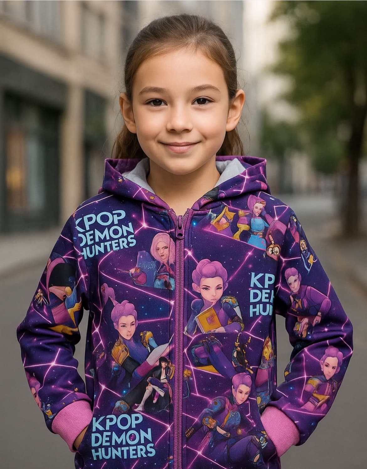 chaqueta rompevientos kpop Niña Lila