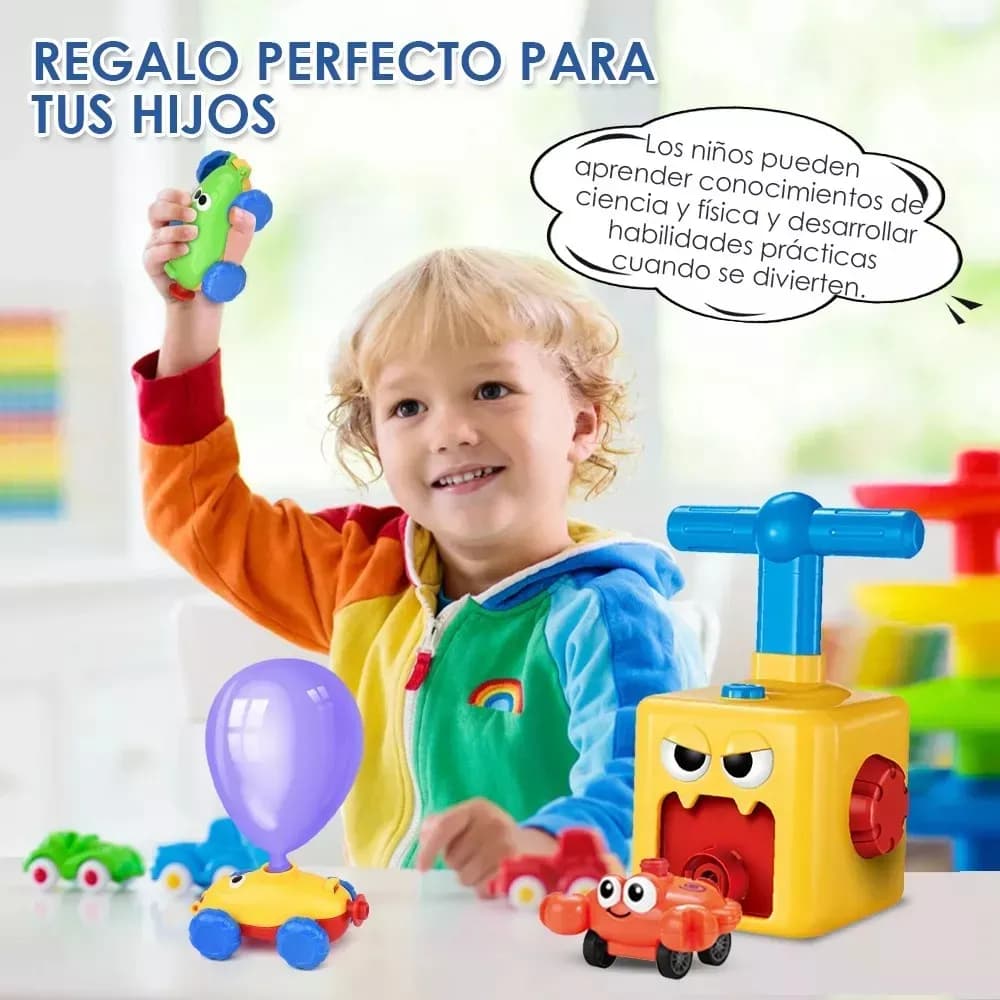 Kit Juguete Caja Cohete Carros Globo