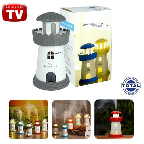 Difusor Aroma Faro Ambientador Luz Led