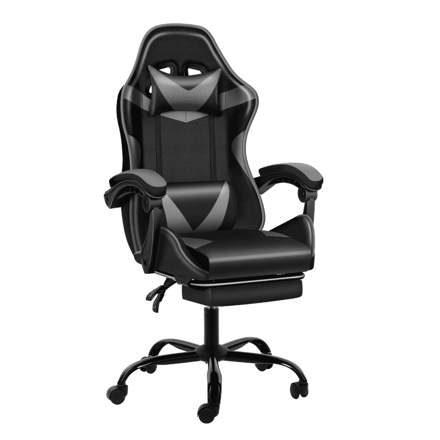 Silla Gamer Con Reposapies Negro y Gris