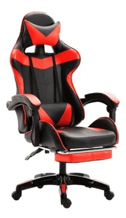 Silla Gamer Con Reposapies Negro y rojo