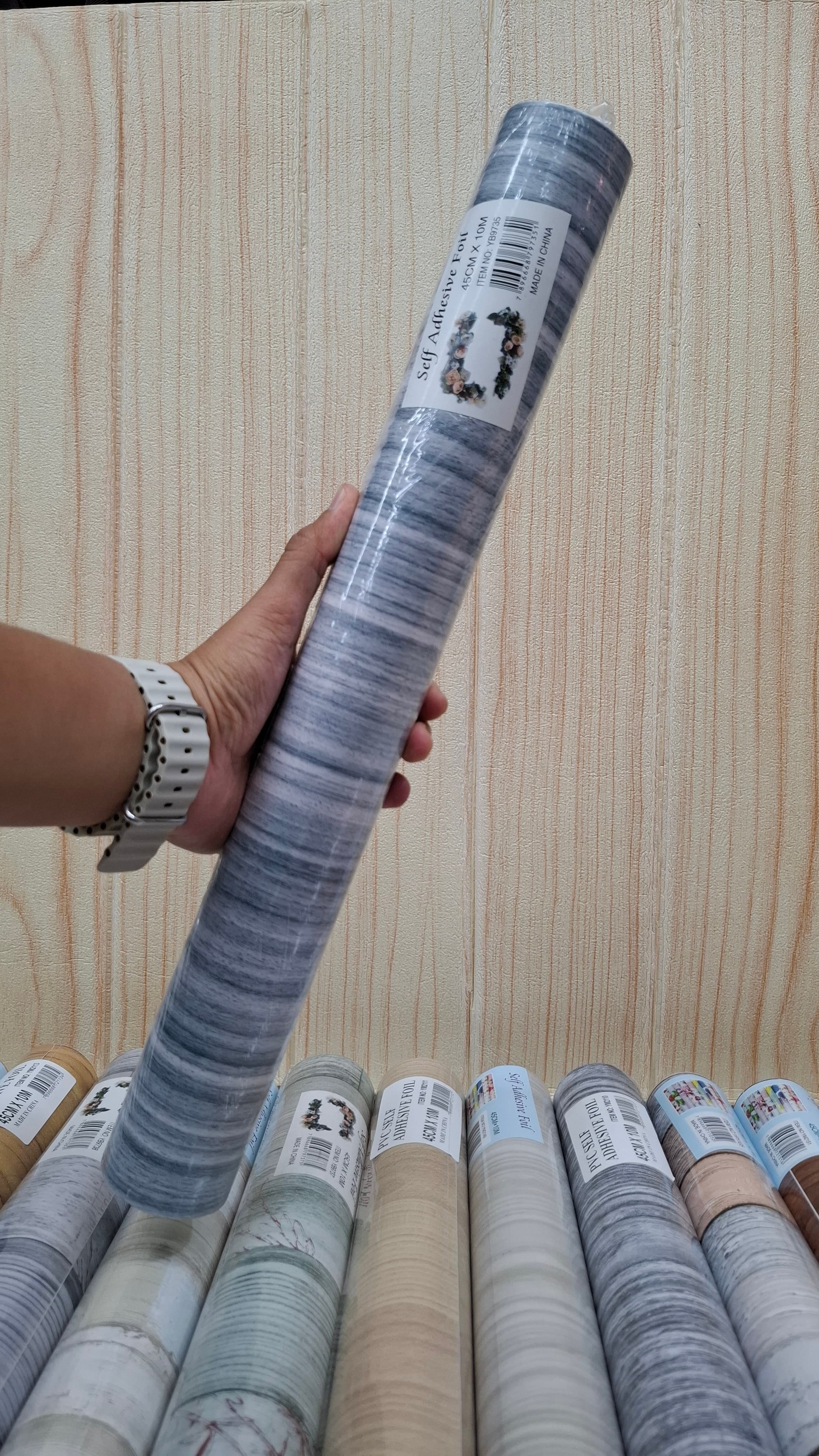 Rollo adhesivo madera PVC 10mts YB9735