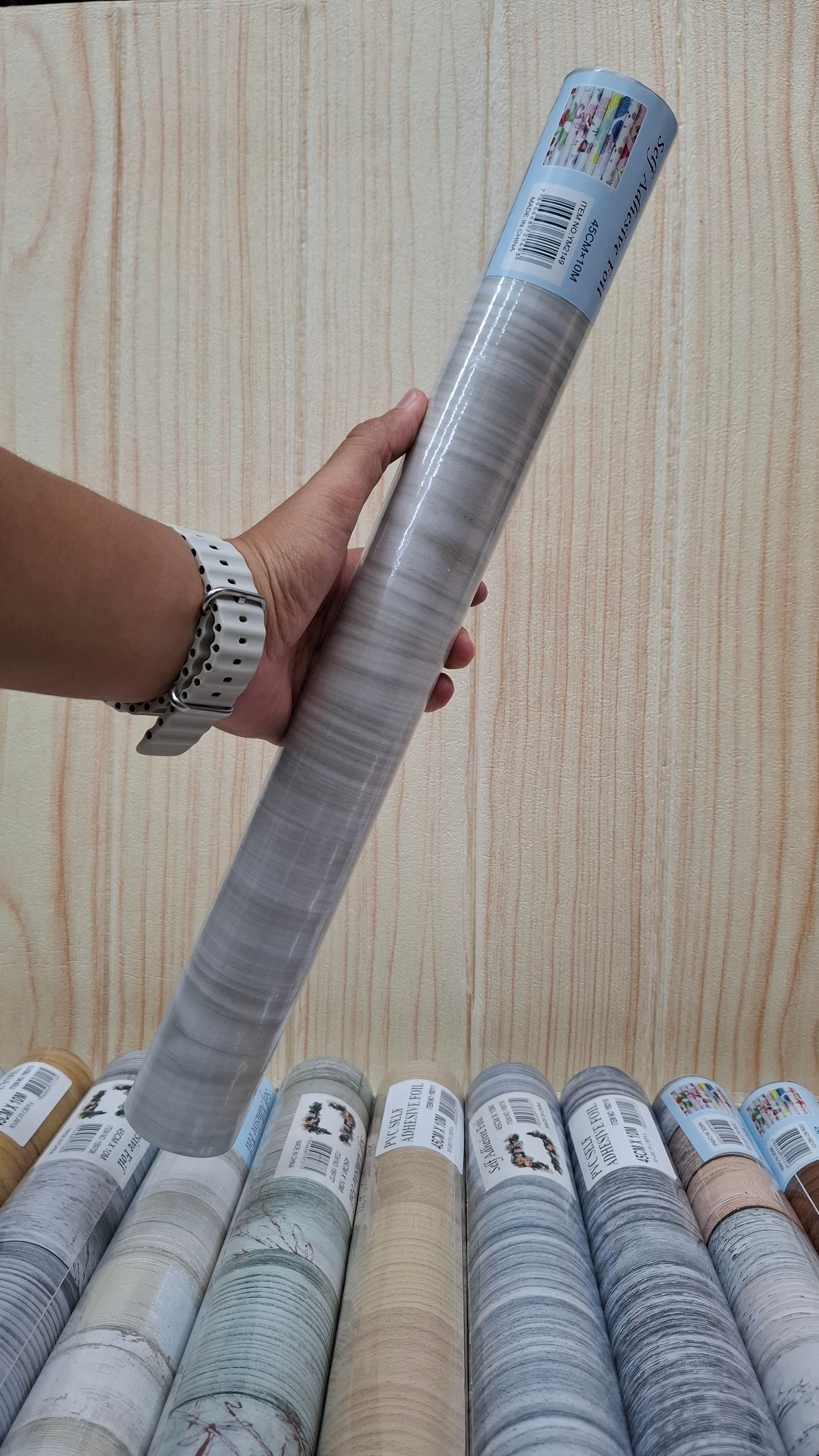 Rollo adhesivo maderaPVC 10mts YM2149