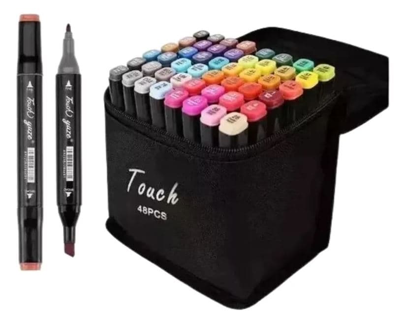 Caja De 48 Marcadores Plumones Doble
