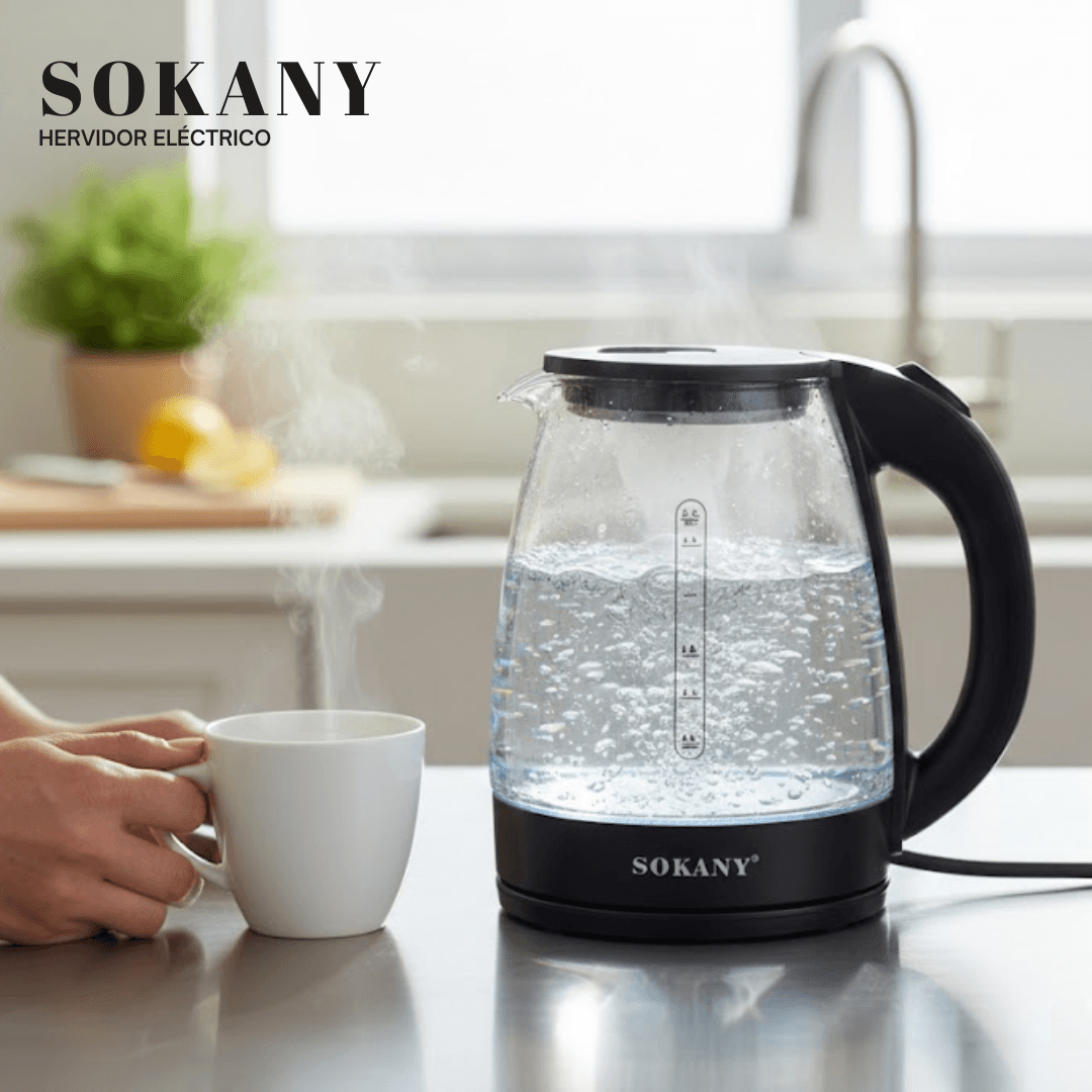 HERVIDOR DE VIDRIO SOKANY 2 LITROS