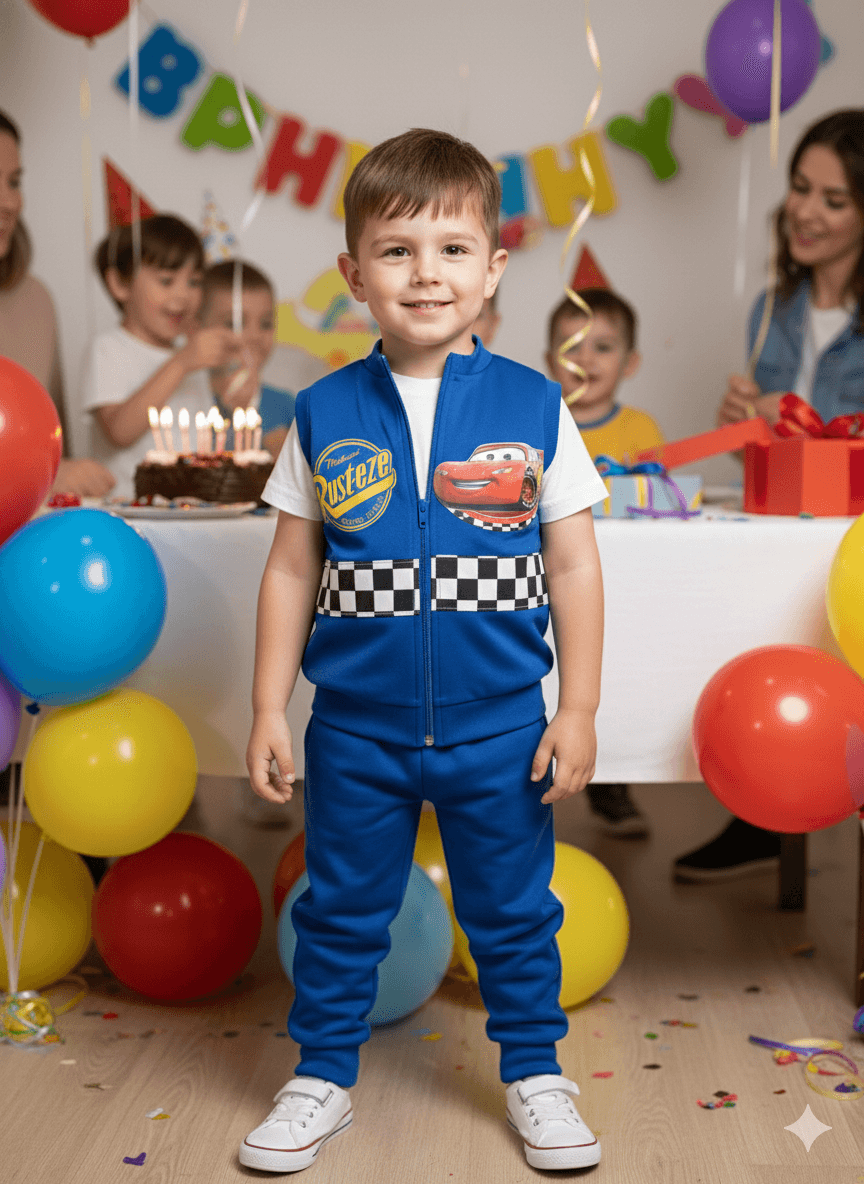 conjunto Chaleco+pantalon Cars Azul Niño