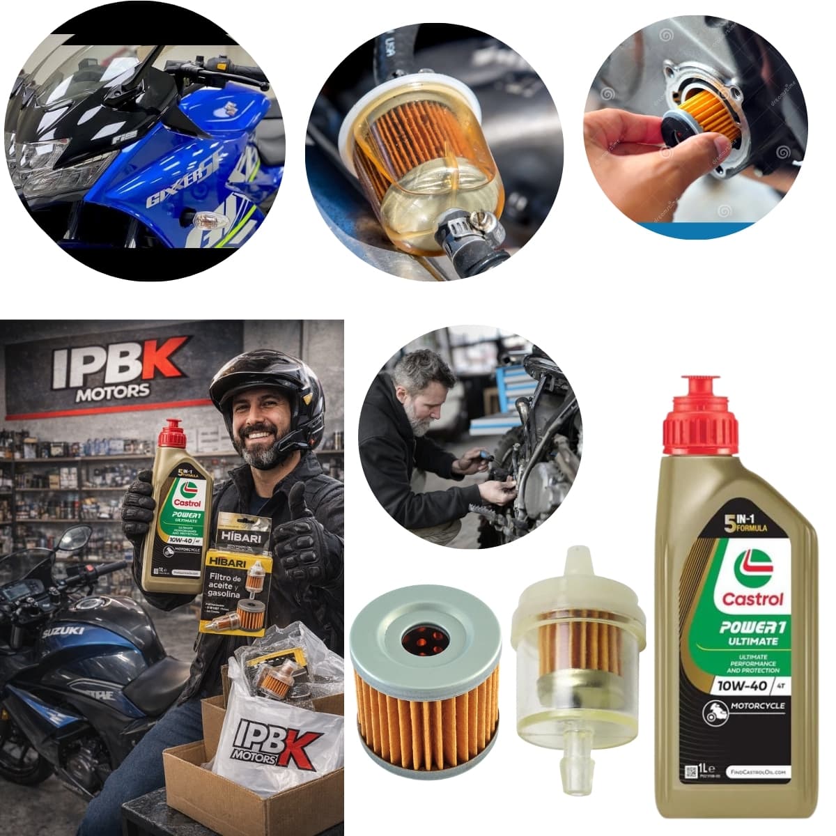 Kit Aceite castrol gixxer filtros gasoli
