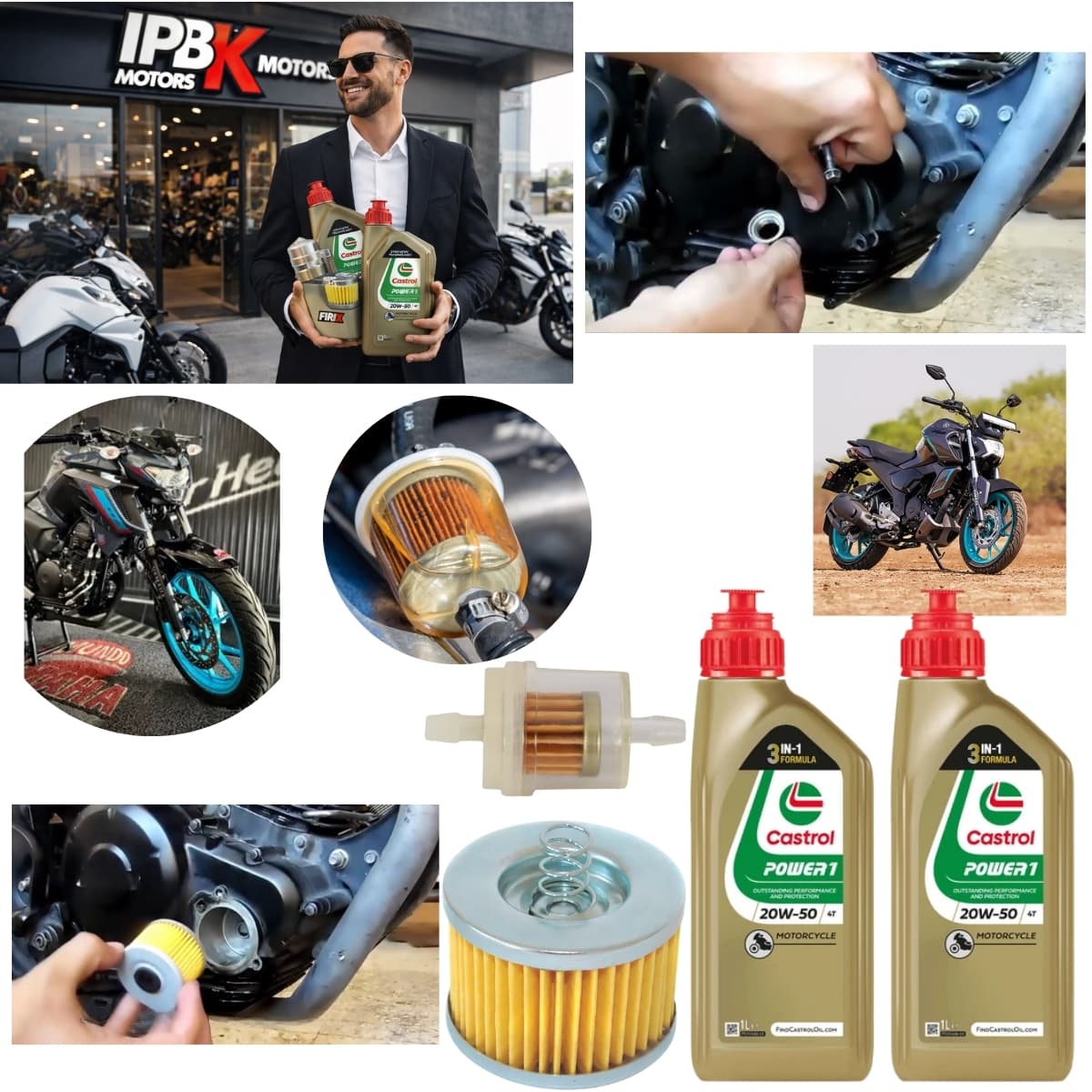 Kit aceite castrol + filtros yamaha fz16