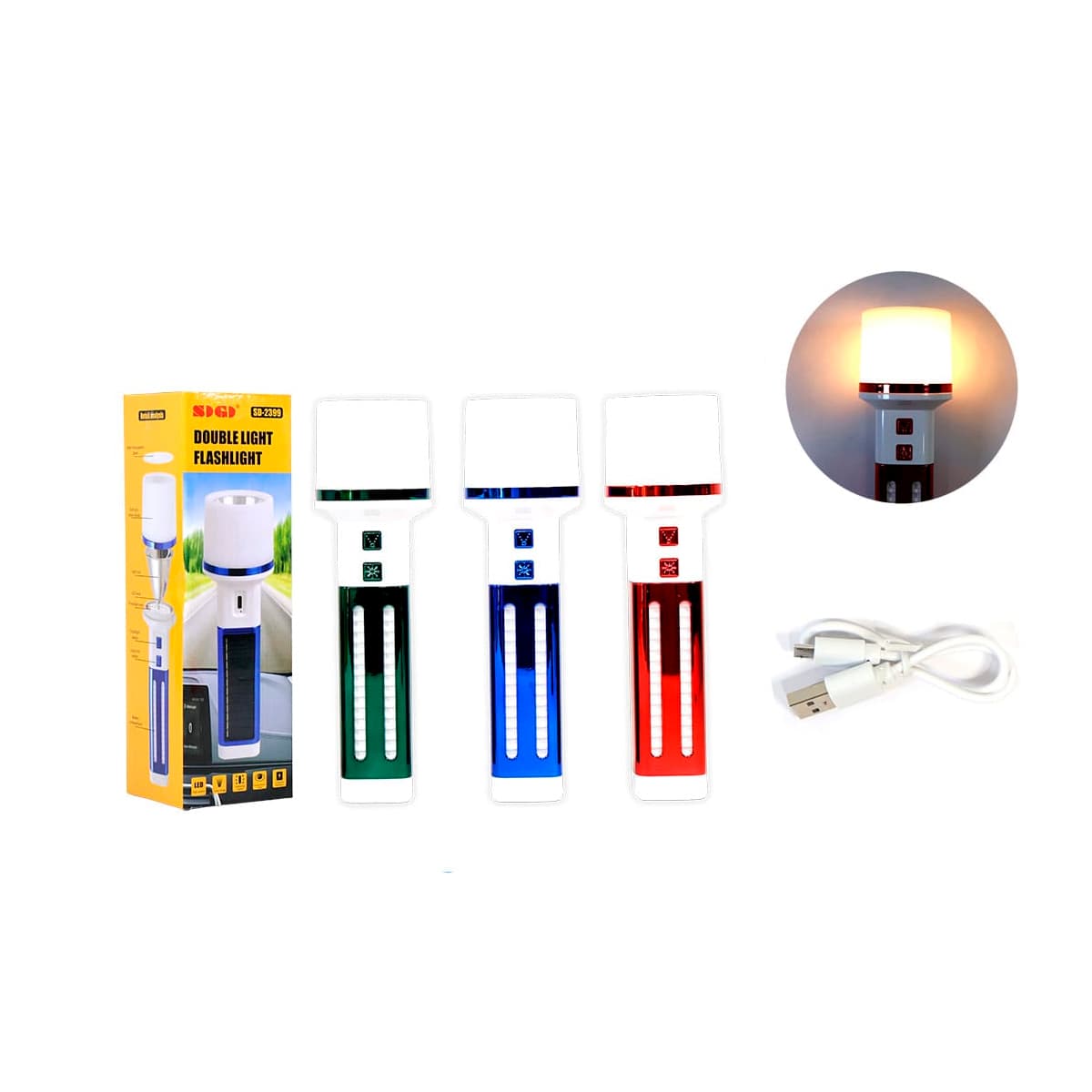 LINTERNA RECARGABLE SOLAR LED USB 3 LUCE