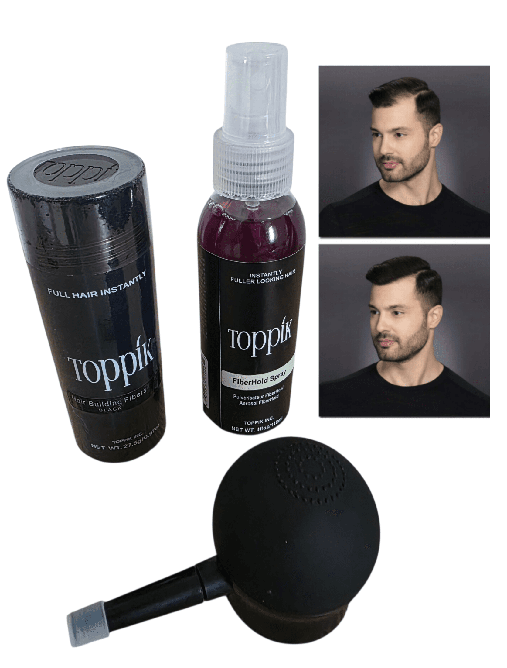 TOPPIK NEGRO+APLICADOR+FIJADOR MORADO