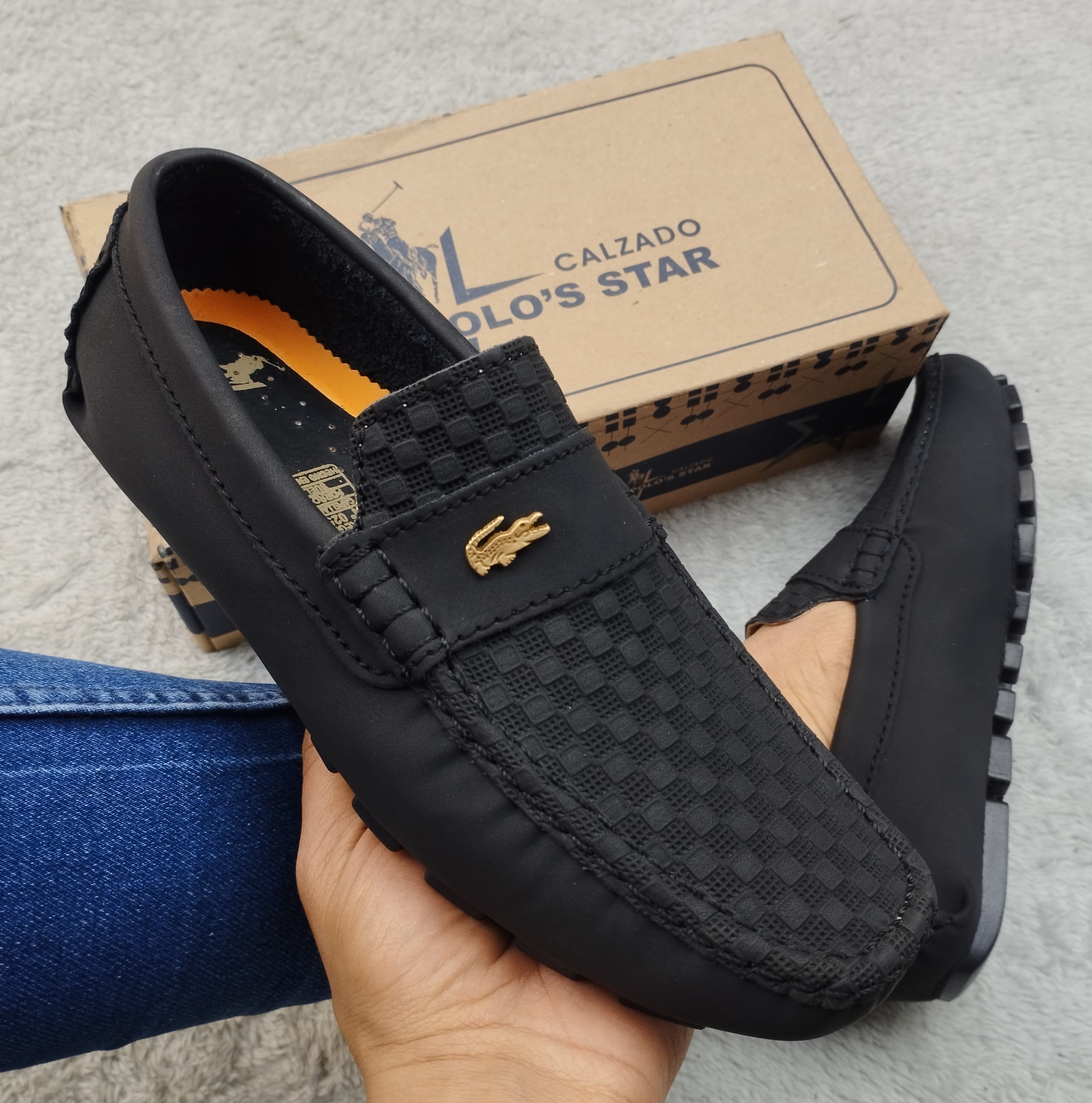 Mocasín Negro Hombre pin metalico Rep