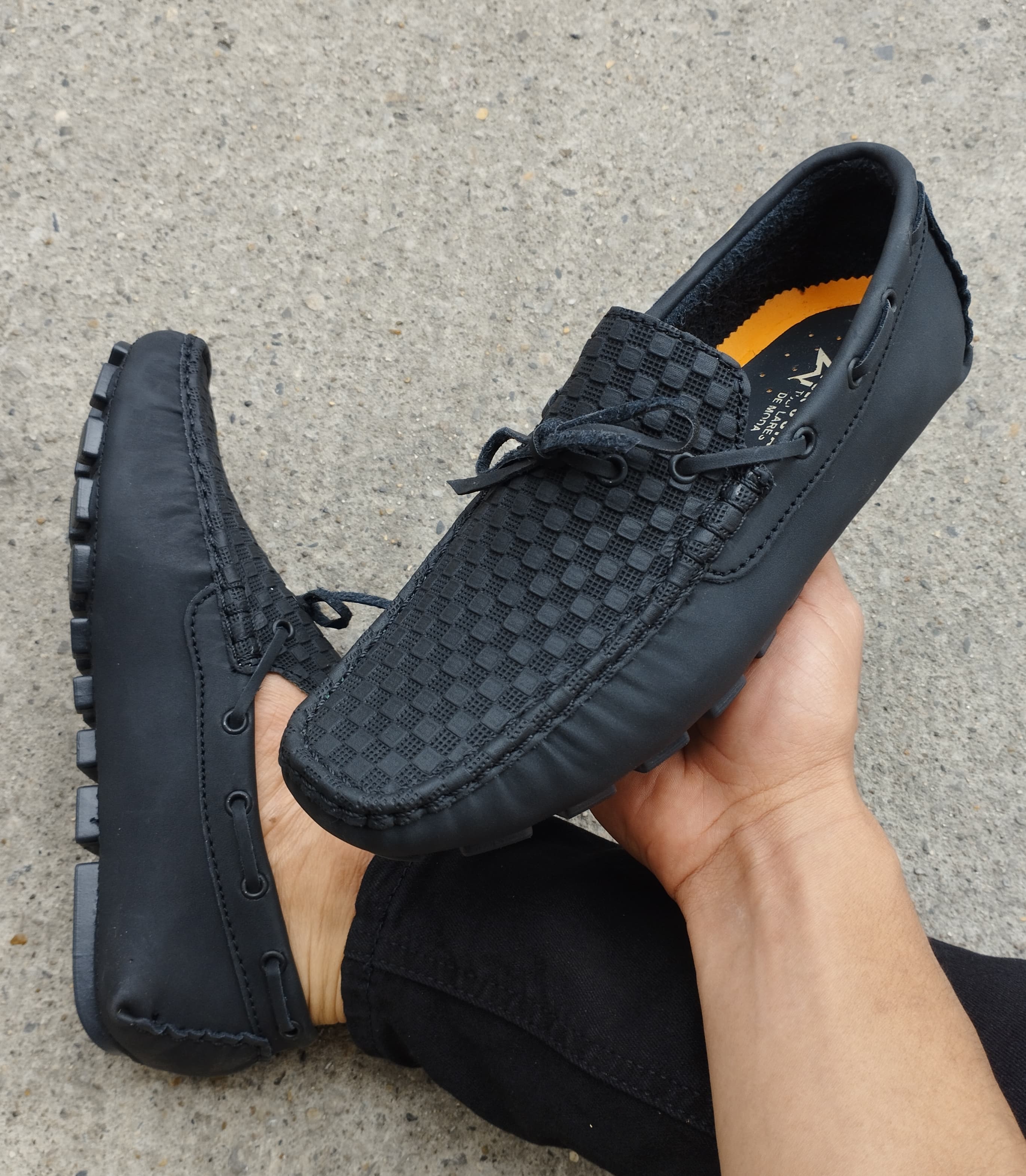 Mocasin Negro Rep Hombre Con Cordones