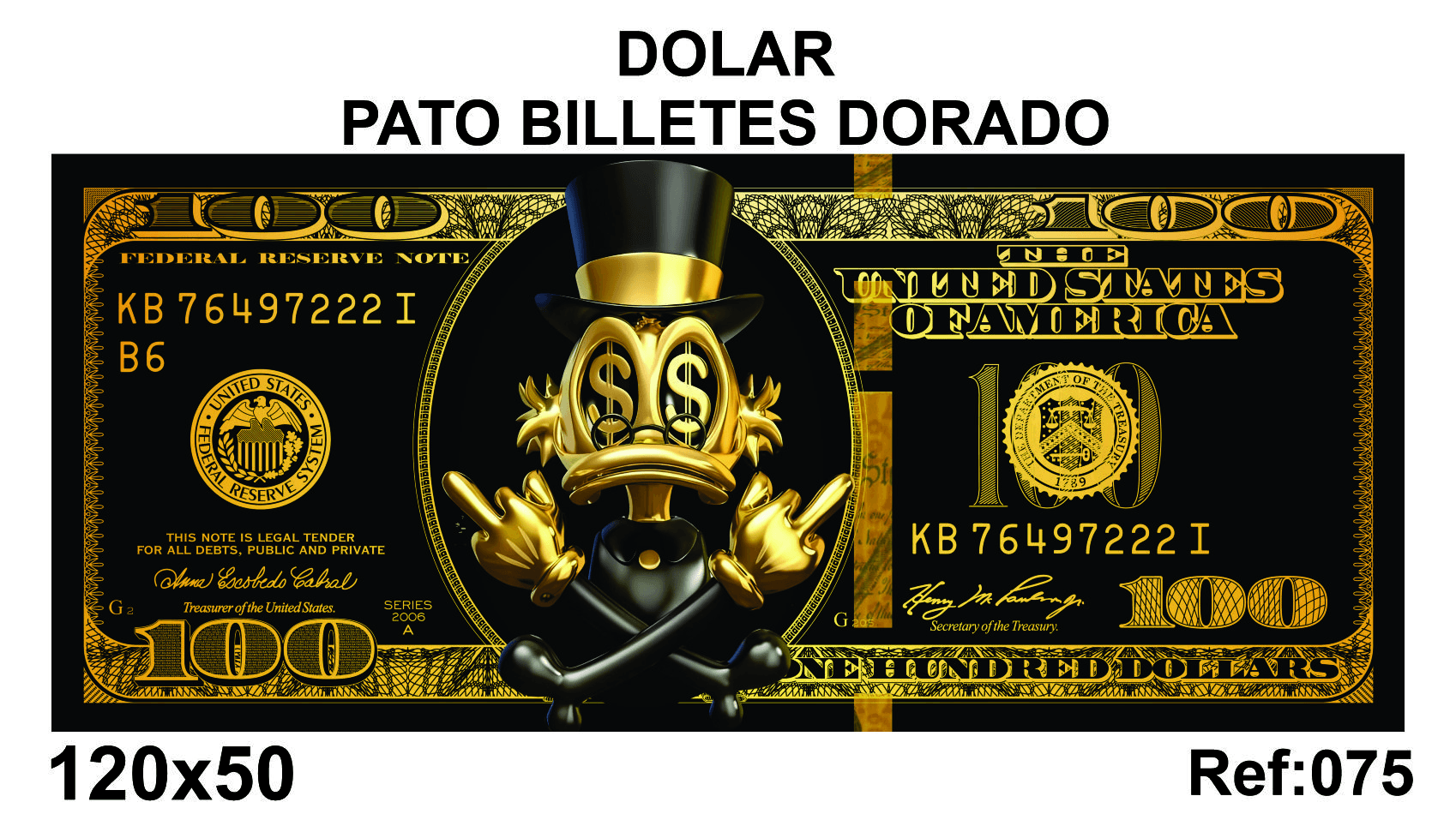 DÓLAR PATO BILLETES DORADO