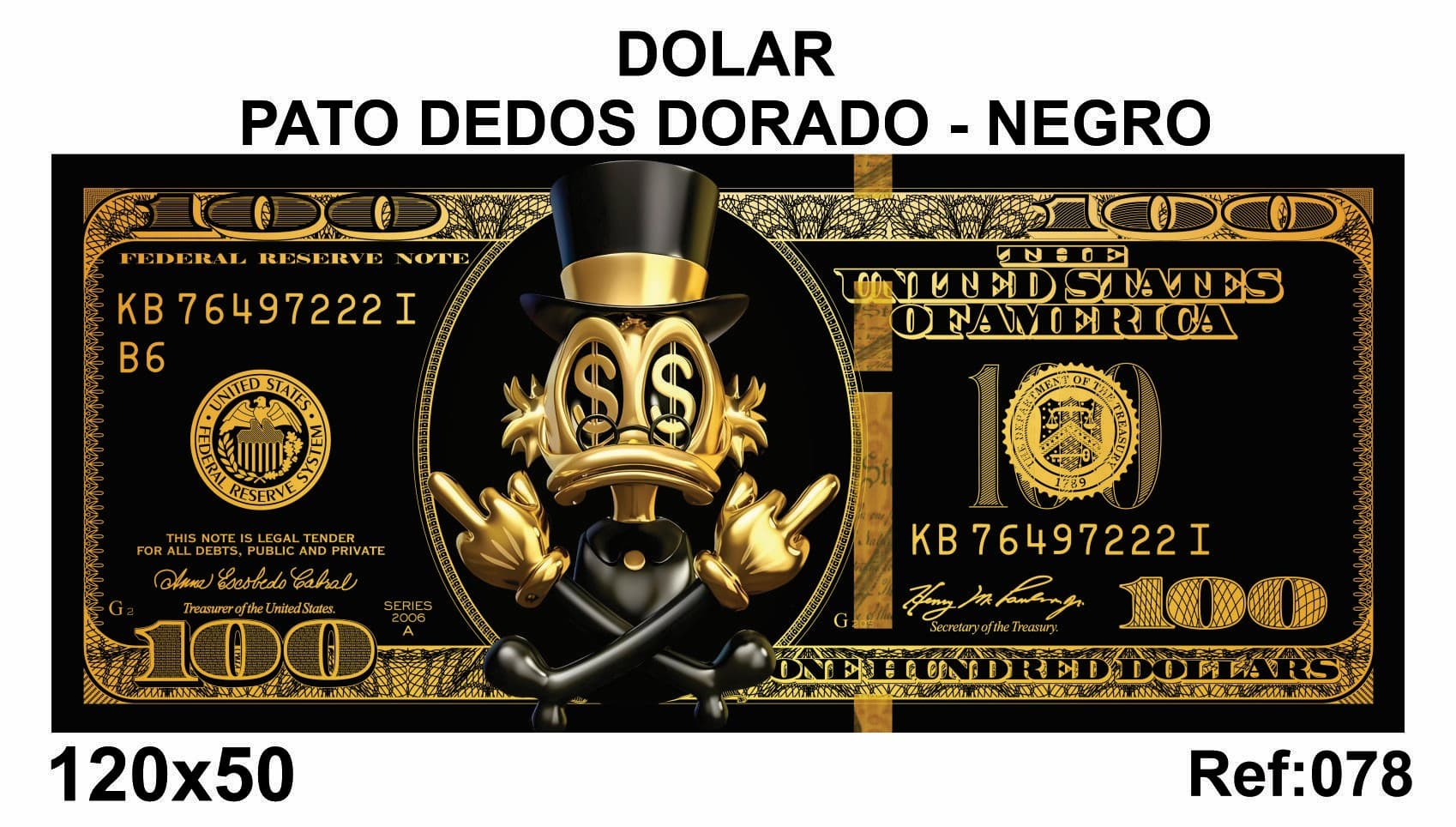 DÓLAR PATO DEDOS DORADO-NEGRO