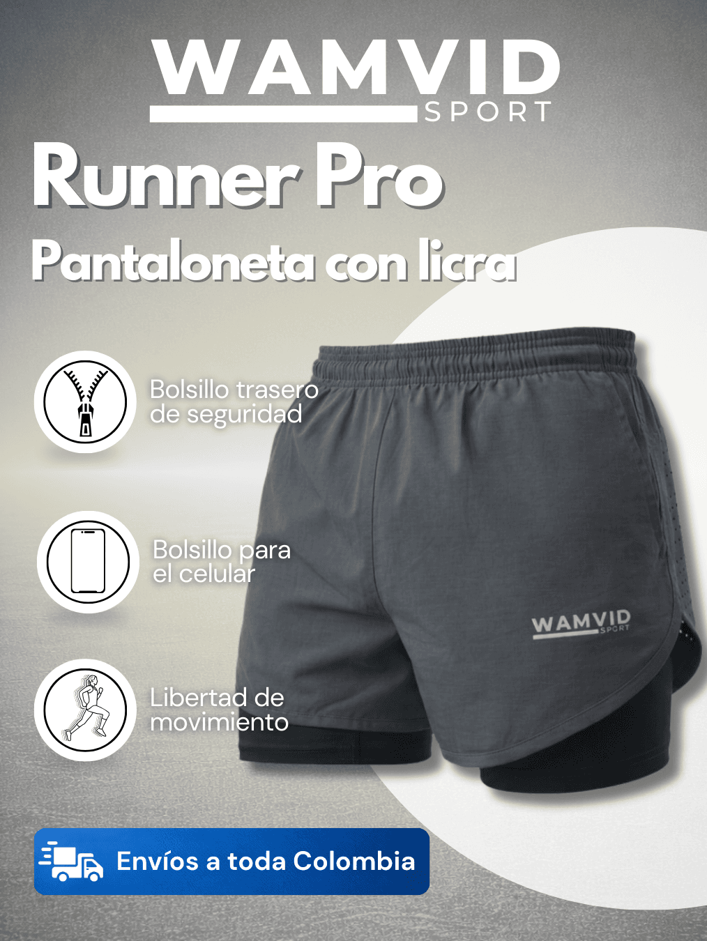 Pantaloneta RUNNING GRIS licra