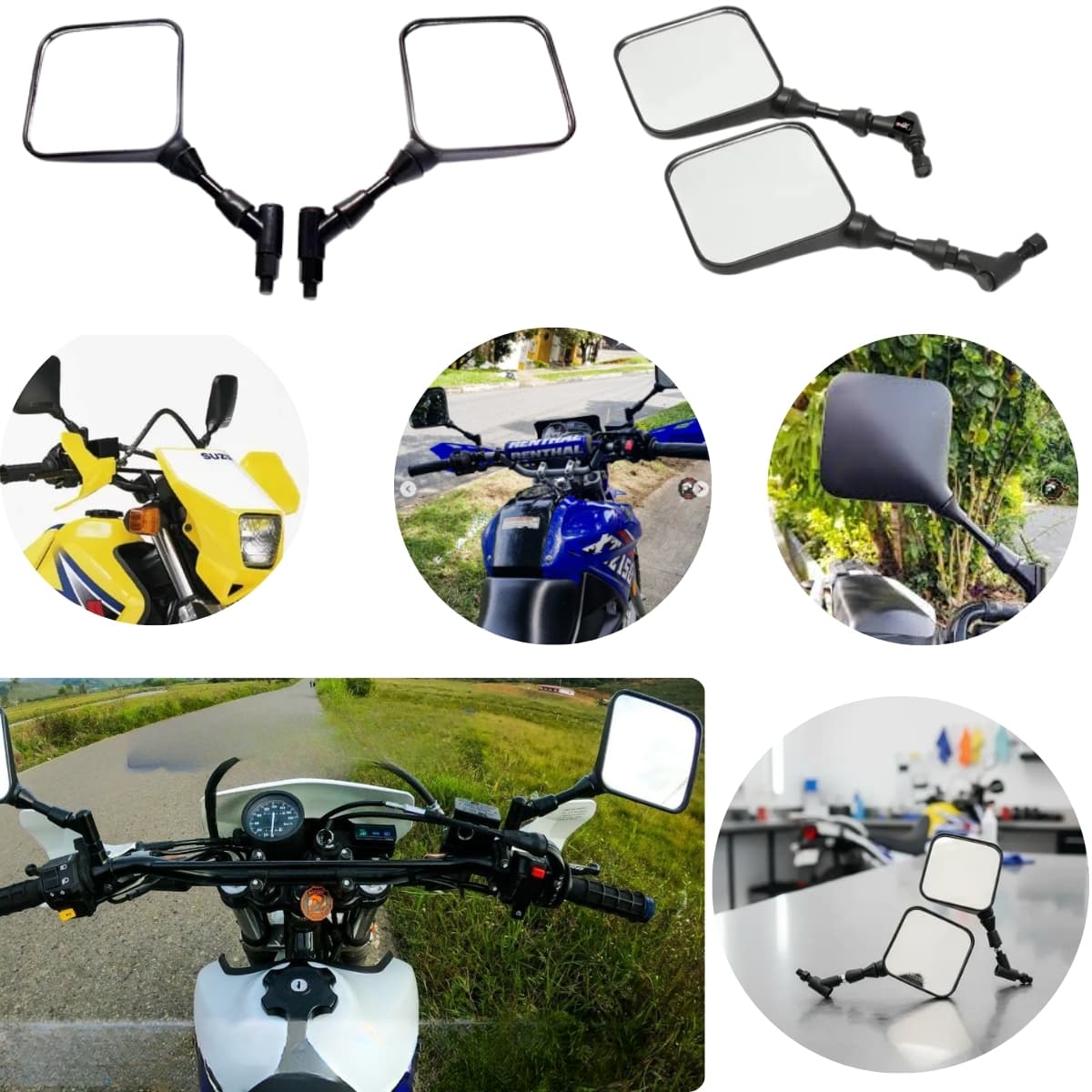 Espejos retrovisores dr cuadrados moto u