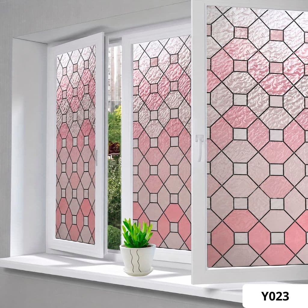 Vinilo Estilo Vitral Rosa Y023