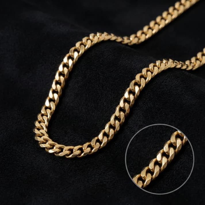 Cadena Cubana - Oro laminado 18k
