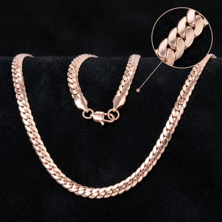 Cadena Serpiente Rosa - Oro Laminado 18k