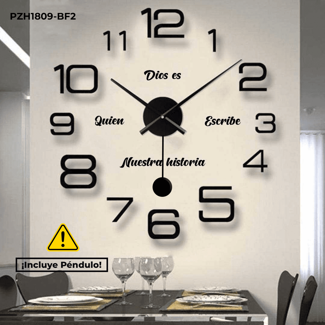 PZH1809 F2 RELOJ 3D ADHESIVO CON PENDULO