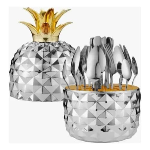 cubiertero en forma de piña dorado plata