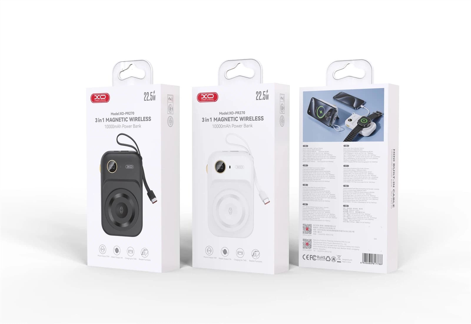 Power bank XO 3 en 1 magnetica