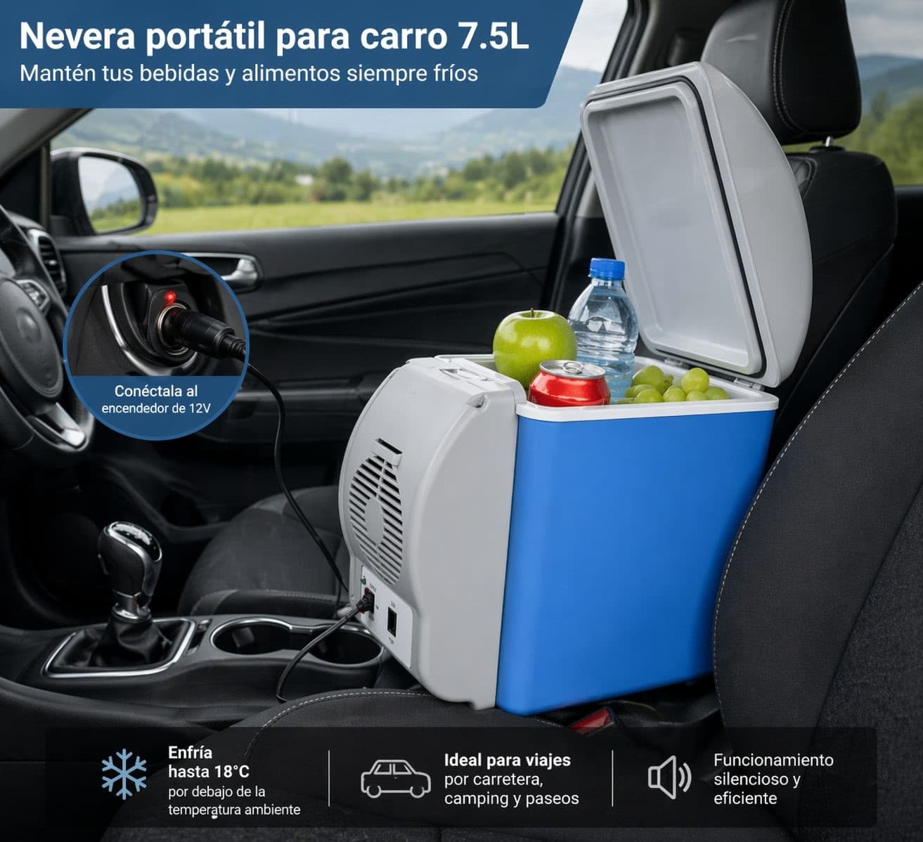 NEVERA PORTATIL PARA CARRO 7.5 L