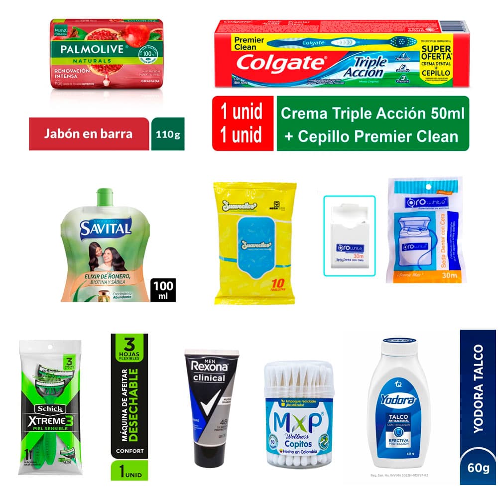 KIT DE ASEO PERSONAL HOMBRE X 10