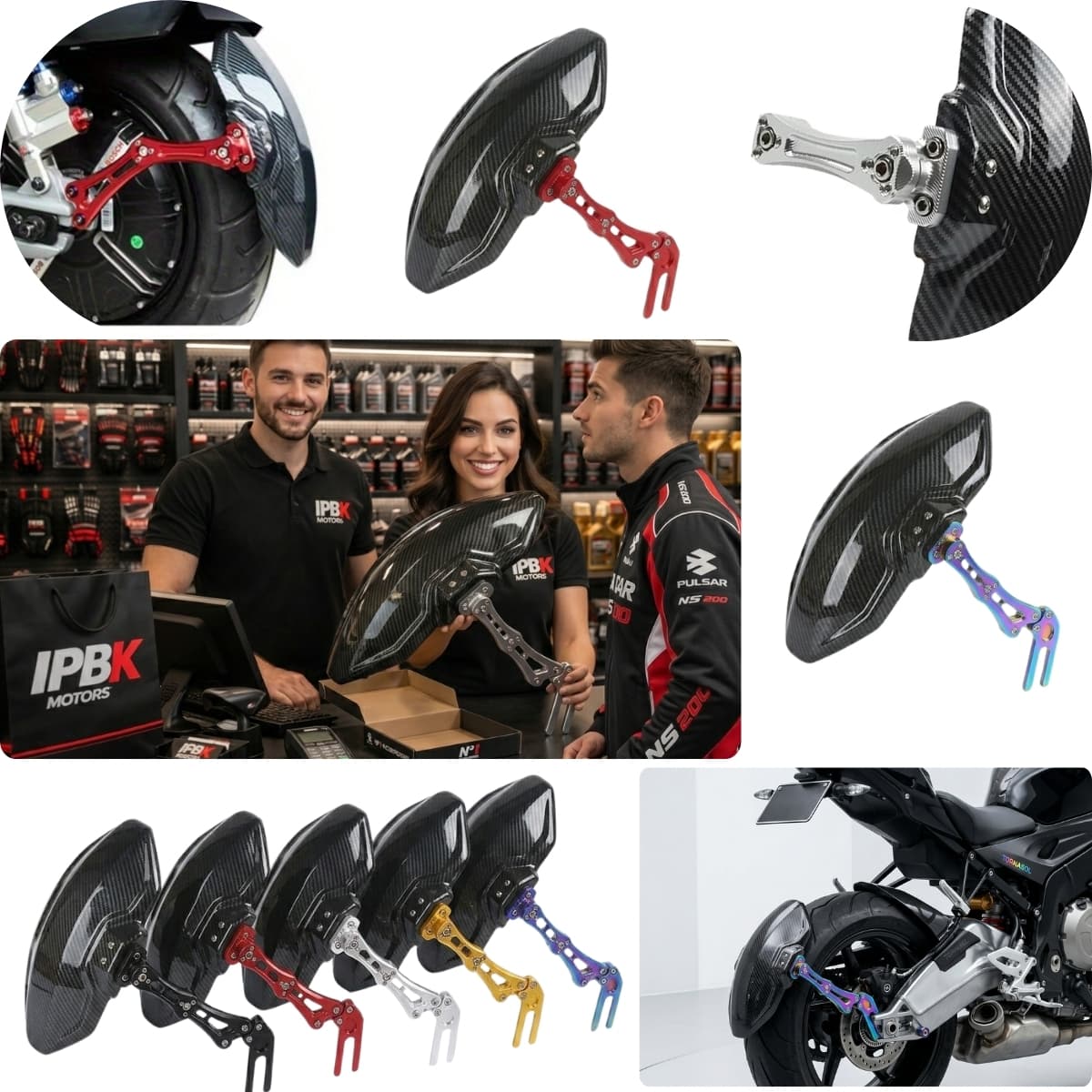Guardabarro monobrazo carbono lujo moto