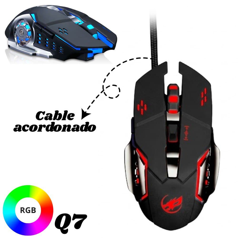 Mouse alambrico Gamer Usb Q7 Con Ilumina
