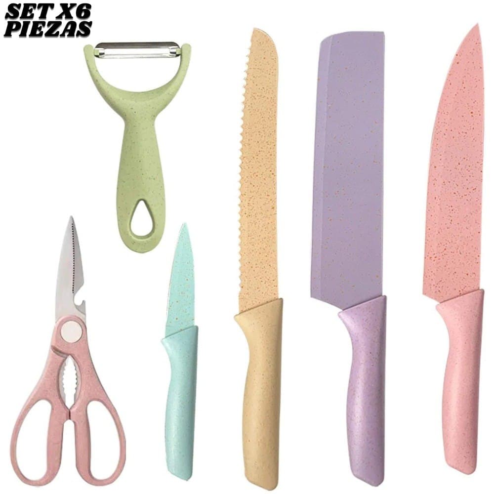 Set De Cuchillos X6 Piezas Con Tijera