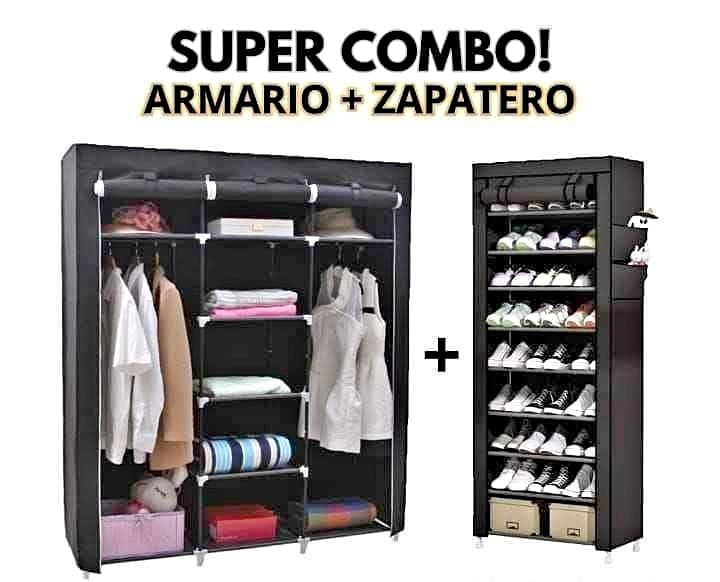combo armario y zapatero de tela