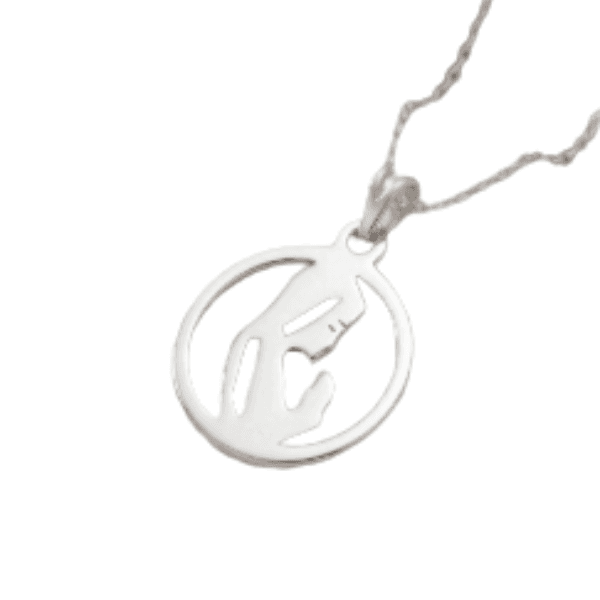 CADENA Y DIJE VIRGEN ORANDO  PLATA 925