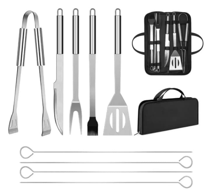 SET PARRILLERO 9 PIEZ ASADO BBQ ESTCUHE