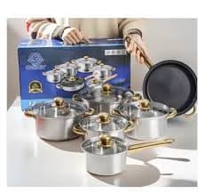 OLLAS EN ACERO CAJA AZUL+SET DE CUCHARAS