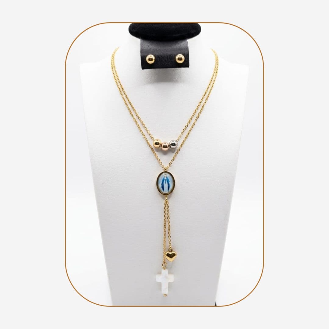 Collar de la Virgen tipo péndulo y topos