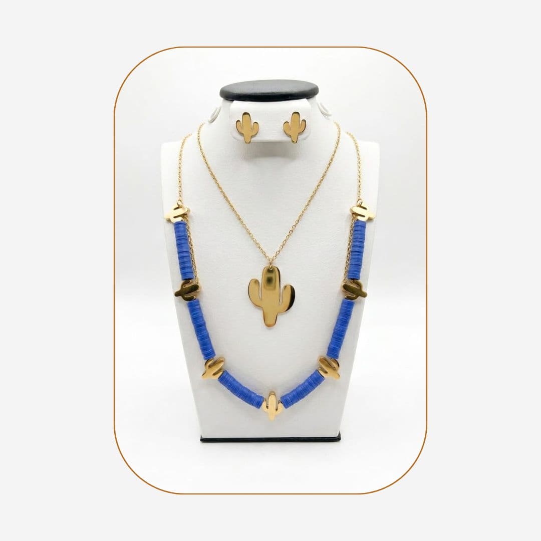 Juego Cactus Collar con Aretes en acero