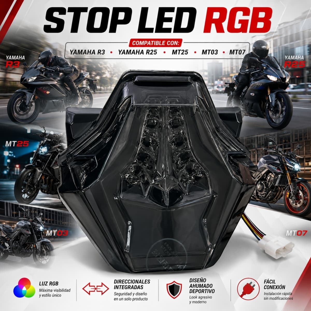 Stop Led Yamaha R3 Mt03 Mt07 Mt25 Lujo M
