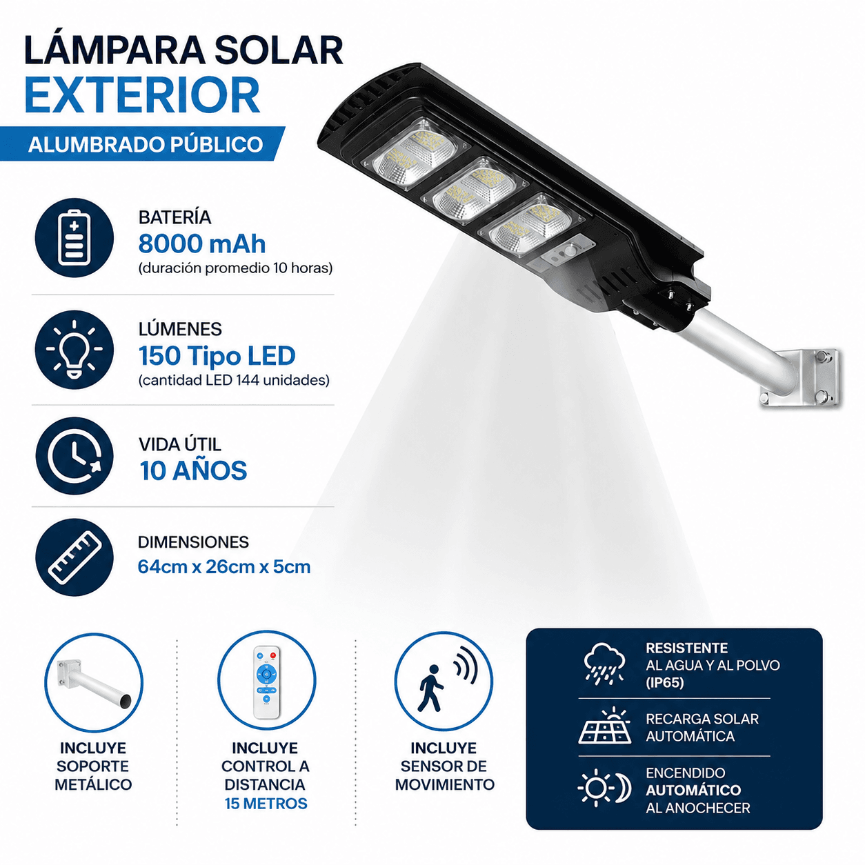 LAMPARA LED SOLAR EXTERIOR ALUMBRADO