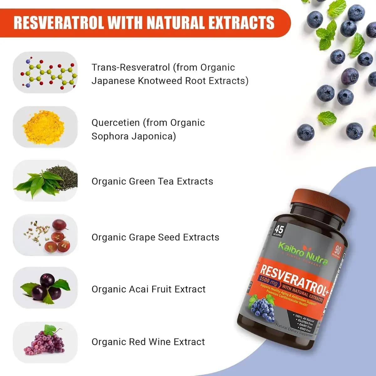 Antioxidante Resveratrol Kaibro 1500mg