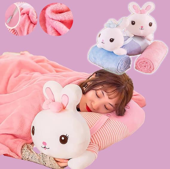 Peluche Almohada de Conejito con Cobija