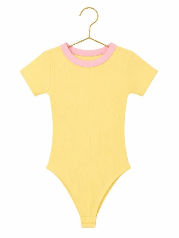 Body Seamless Amarillo Pastel con Cuello