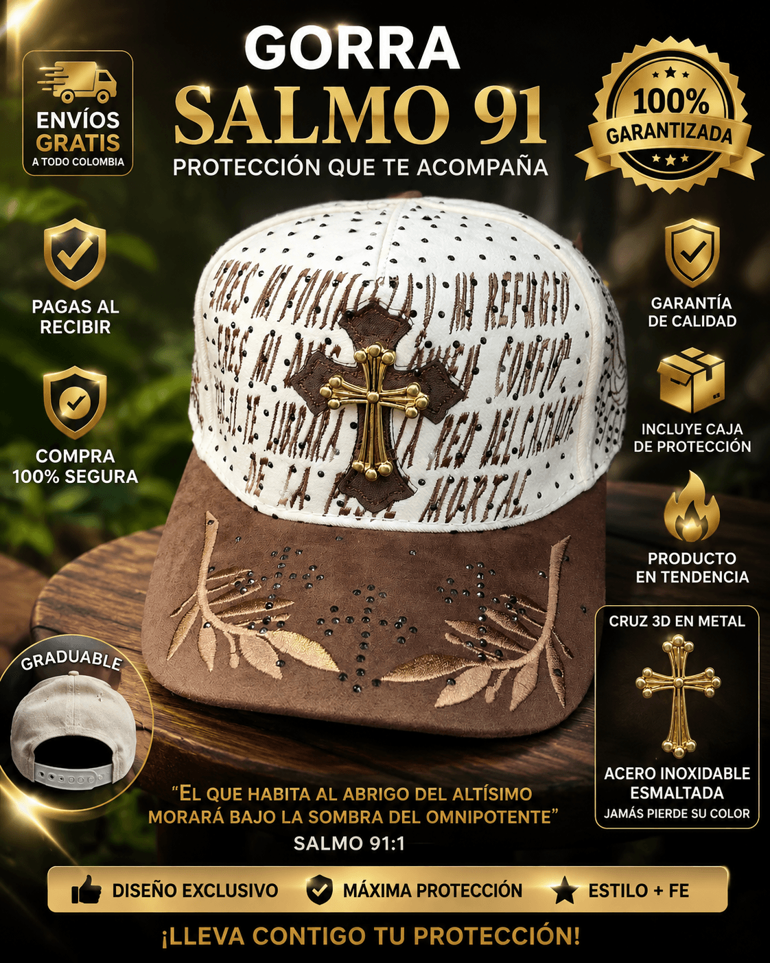 Gorra salmo 91 marrón