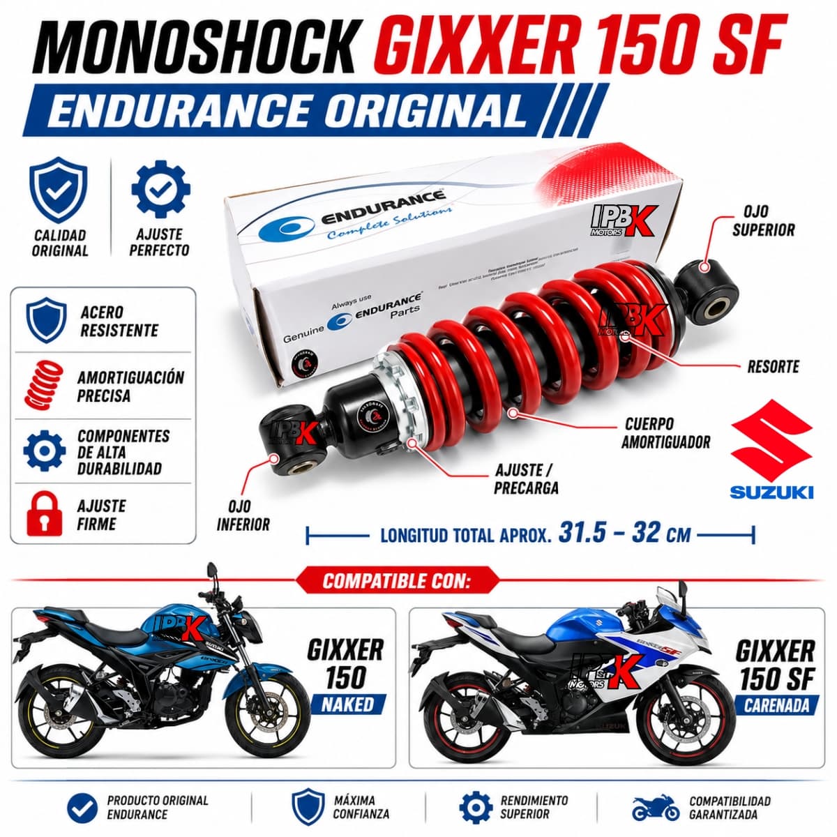 Monoshock Endurance Gixxer 150 Carga Est